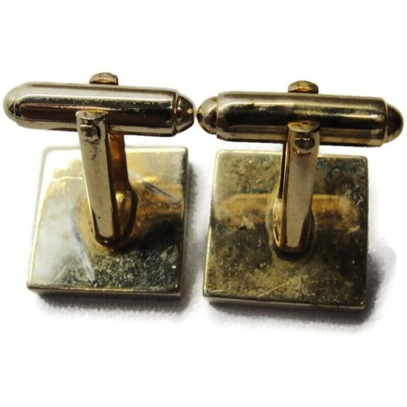 Anson Gold Tone Diamond Cut Sun Burst Edge Design Cufflinks Tux Vintage - Picture 3 of 6